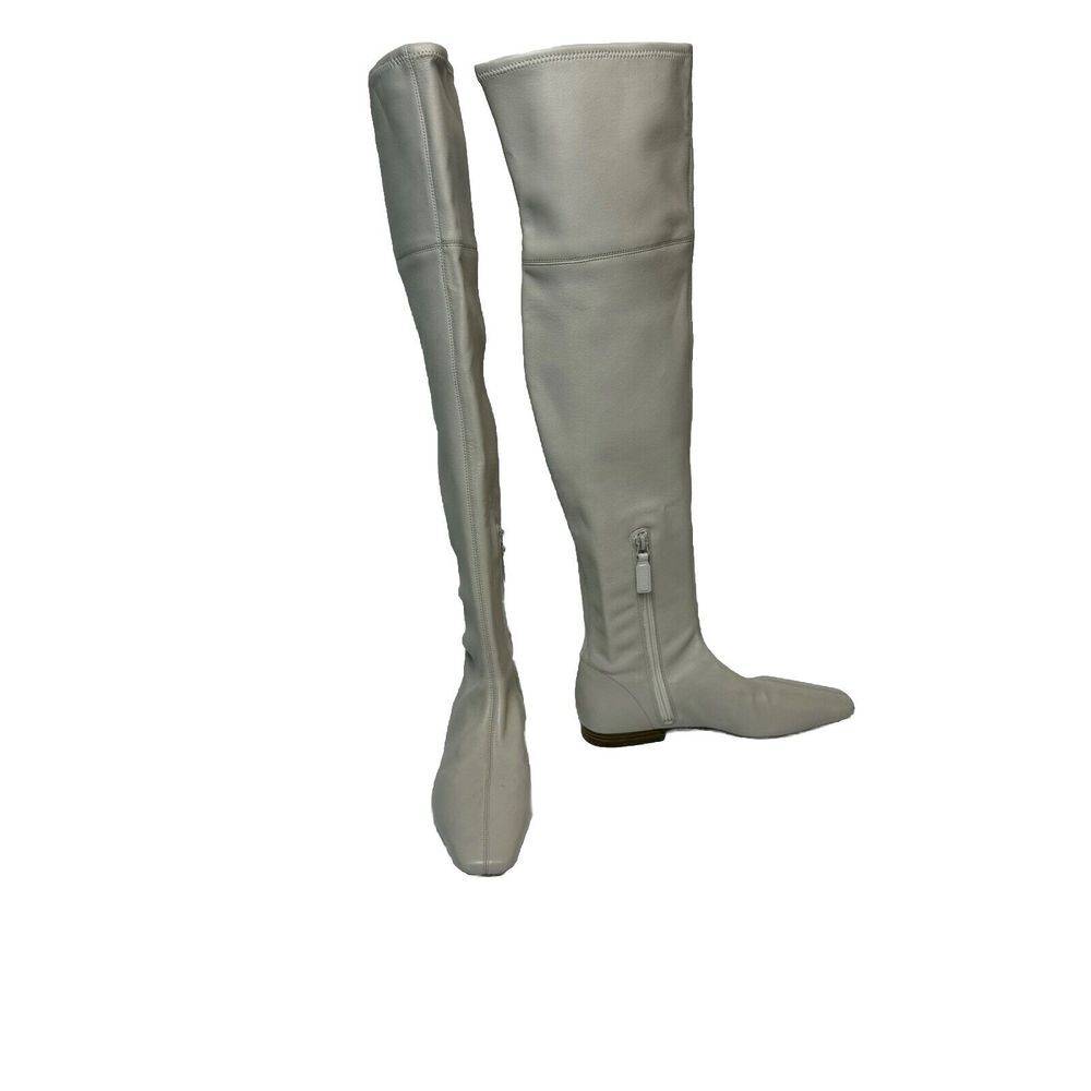VINCE Nissa Sz 5.5 SLEEK LEATHER OVER THE KNEE BOOT Ivory Almond Toe Vero CU010
